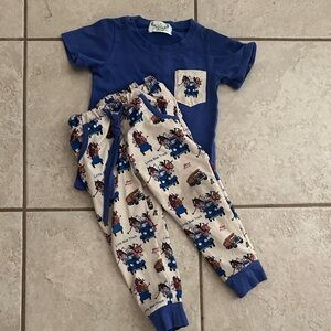 Little Blue Truck Set - Blue Pocket Tee & Printed Joggers